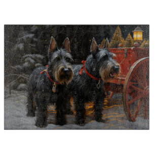 Planche À Découper Décor de Noël écossais Terrier Snowy Sleigh