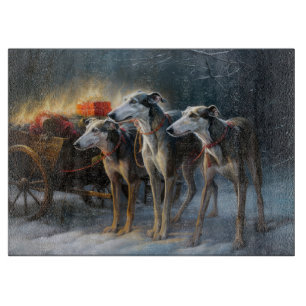 Planche À Découper Décor de Noël Greyhound Snowy Sleigh