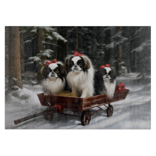 Planche À Découper Décor de Noël japonais Chin Snowy Sleigh