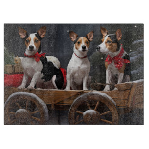 Planche À Découper Décor de Noël Rat Terrier Snowy Sleigh