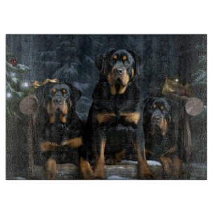 Planche À Découper Décor de Noël Rottweiler Snowy Sleigh