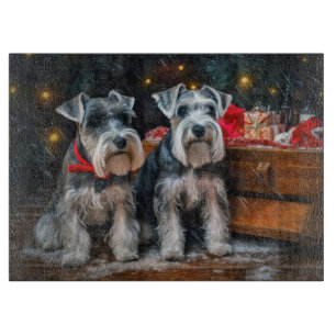 Planche À Découper Décor de Noël Schnauzer Snowy Sleigh