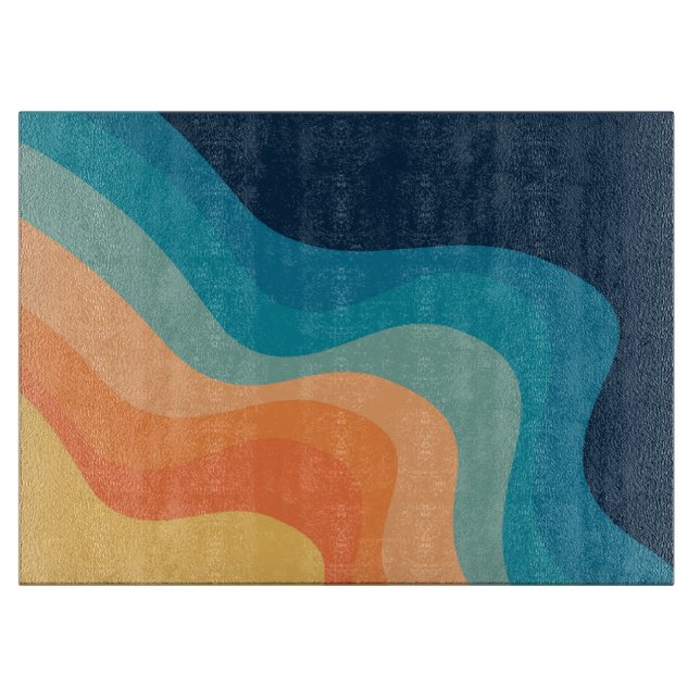 Planche À Découper Décor de style rétro des vagues (Devant)