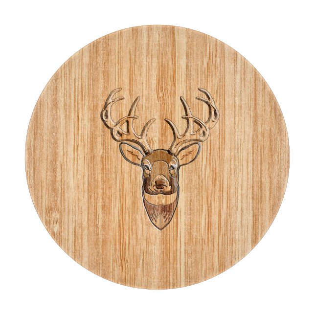 Planche À Découper Décor en bois Buck Deer Head (Devant)