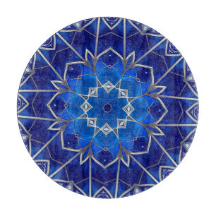 Planche à découper décorative bleue