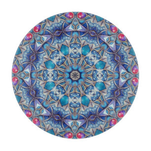 Planche à découper décorative bleue
