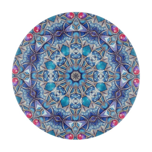 Planche à découper décorative bleue (Devant)