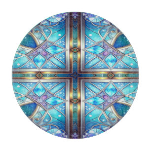 Planche à découper décorative bleue