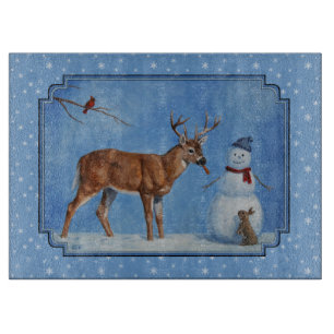 Planche À Découper Deer & Snowman Christmas Snowflakes