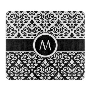 Planche À Découper Défiler Damask 2Part Ptn BW & Band (Personnalisé)