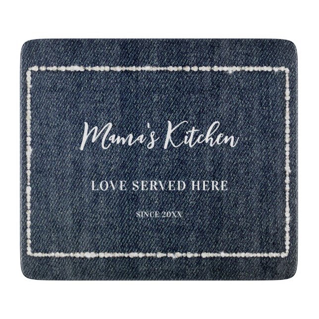 Planche À Découper Denim Diamonds Frame Mama's Kitchen Love Farmhouse (Devant)