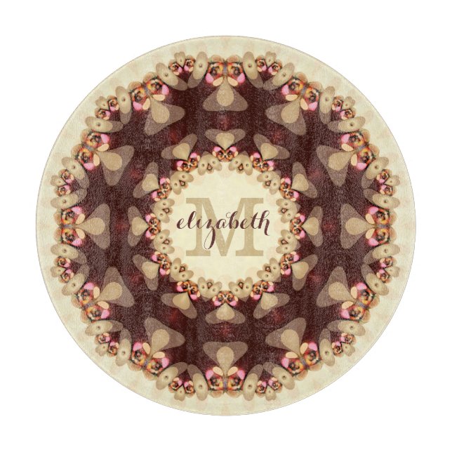 Planche À Découper Dentelle de pays rustique Mandala Nom personnalisé (Devant)