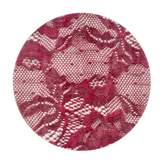 Planche À Découper Dentelle rouge : textile jacquard élastique. (Devant)