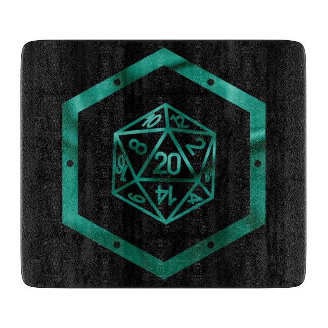 Planche À Découper Dés RPG | Emerald Imaginaire Tabletop Retro Gamer (Devant)