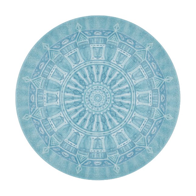 Planche À Découper Design boho bleu et turquoise moderne (Devant)