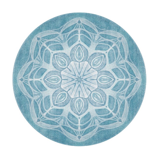 Planche À Découper Design boho bleu et turquoise moderne (Devant)