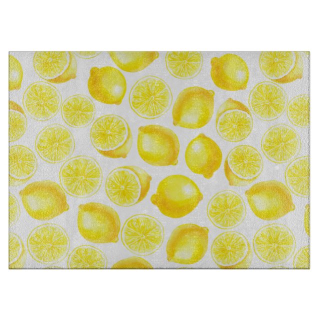 Planche À Découper Design citrons aquarelle (Devant)