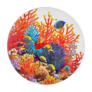 Planche À Découper Design coloré de la vie sous-marine