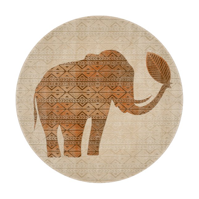 Planche À Découper Design d'art tribal des éléphants (Devant)