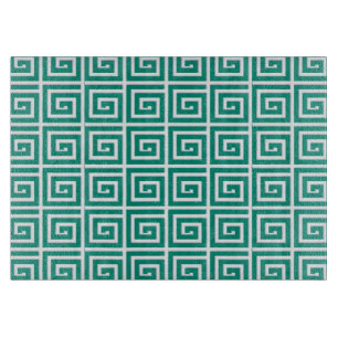 Planche À Découper Design de clé grecque - turquoise et blanc