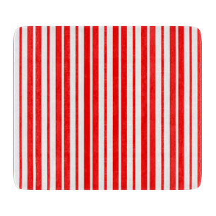 Planche À Découper Design Motif de bandes verticales blanc rouge
