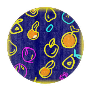 Planche À Découper Design Motif dynamique de fruits néons
