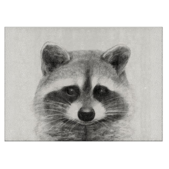 Planche À Découper Dessin au crayon de Raccoon (Devant)