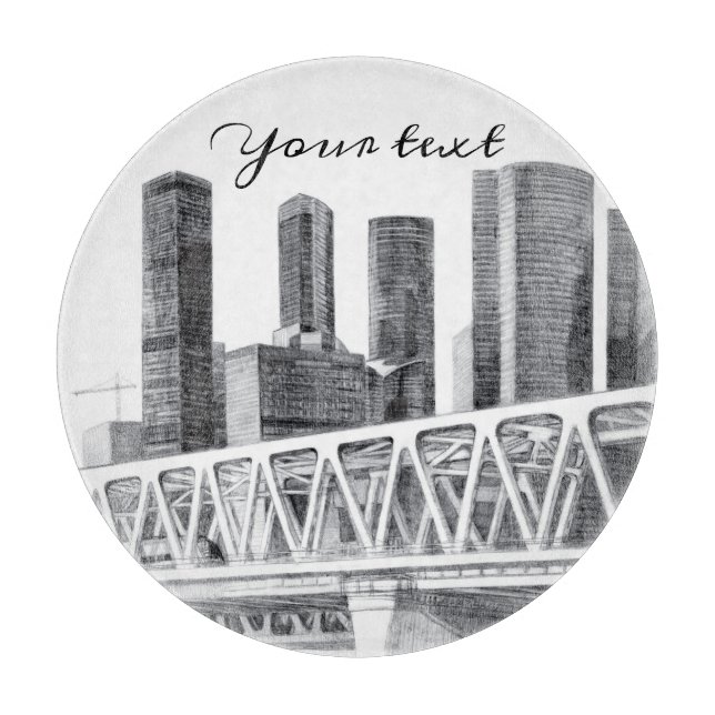 Planche À Découper Dessin au crayon du pont Metro (Devant)