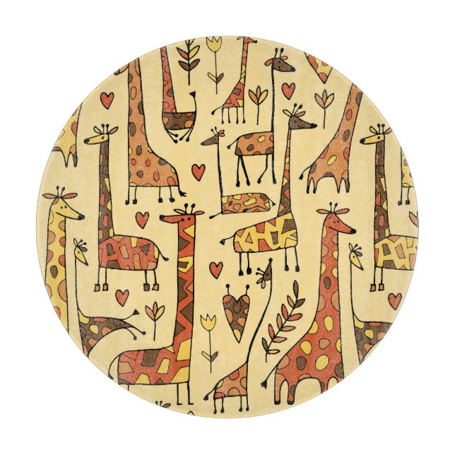 Planche À Découper Dessin De Giraffe, Amusant Design Sans Fil. (Devant)