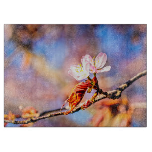 Planche À Découper Deux Fleurs Extraordinaires Sakura. Rose, Arrière 