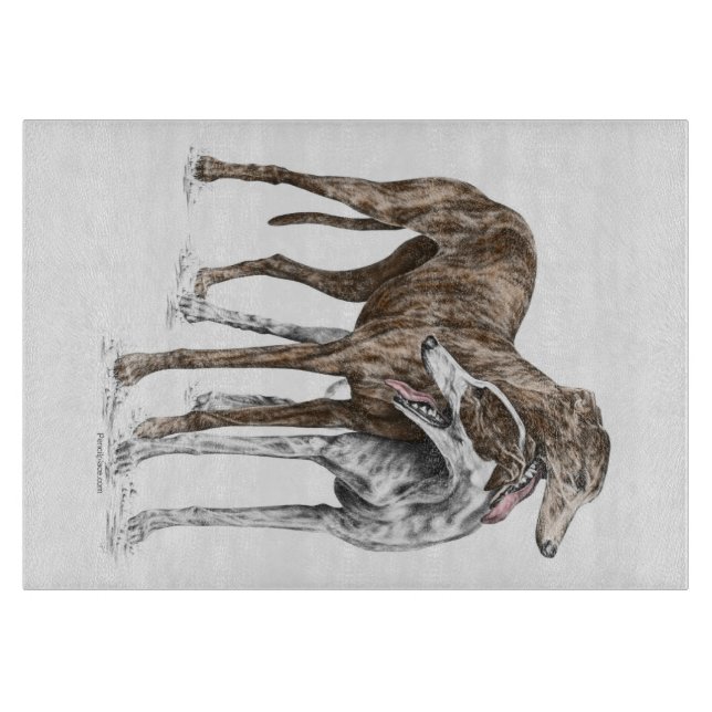 Planche À Découper Deux Greyhound Friends Dog Art (Devant)