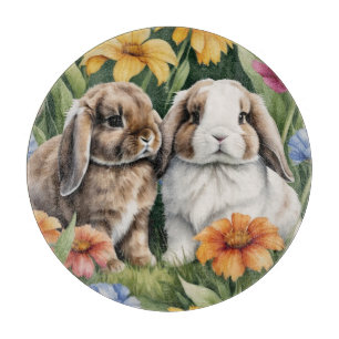 Planche À Découper Deux lapins de lapin de lapin de petite lop