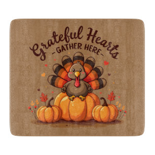Planche À Découper Dinde de Thanksgiving à cœur reconnaissant