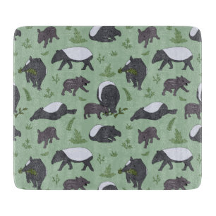 Planche À Découper Dîner de la famille des tapirs en vert