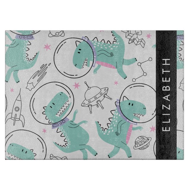 Planche À Découper Dinosaures Spatiaux, Dinosaures Mignons, Étoiles,  (Devant)