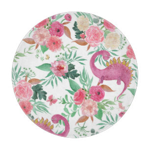 Planche À Découper Dinosaures Vintage motif floral