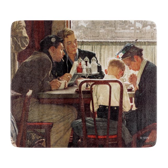 Planche À Découper Dire grâce par Norman Rockwell (Devant)