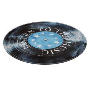 Planche À Découper Disque musical Aqua Blue Black
