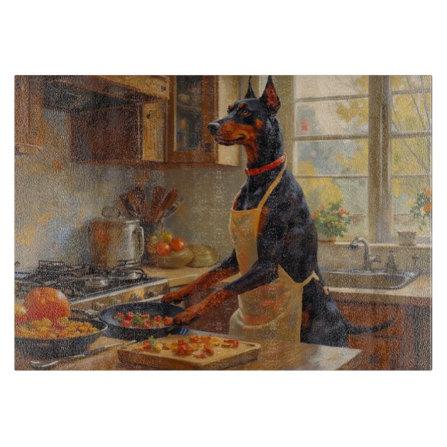 Planche À Découper Doberman Cooking in Kitchen (Devant)