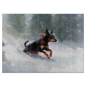 Planche À Découper Doberman Pinscher neige de Noël hiver