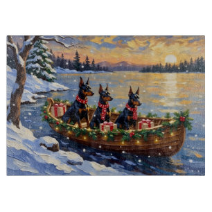 Planche À Découper Doberman Pinscher Noël Bateau Fêtes