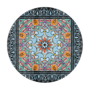 Planche À Découper Doodle décoratif coloré : motif symétrique.