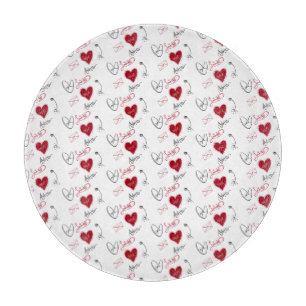 Planche À Découper Doodles Fantaisistes Saint-Valentin Dessinés à la