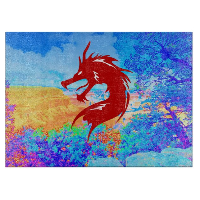 Planche À Découper Dragon rouge chinois décoratif (Devant)