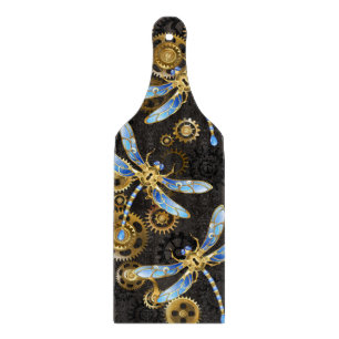 Planche À Découper Dragonflies de Steampunk sur arrière - plan rayé