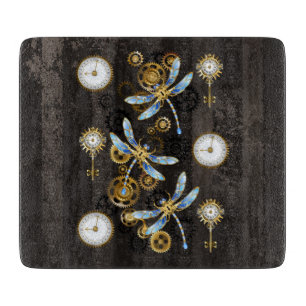 Planche À Découper Dragonflies de Steampunk sur arrière - plan rayé b