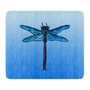 Planche À Découper Dragonfly japonaise vintage, bleu saphir