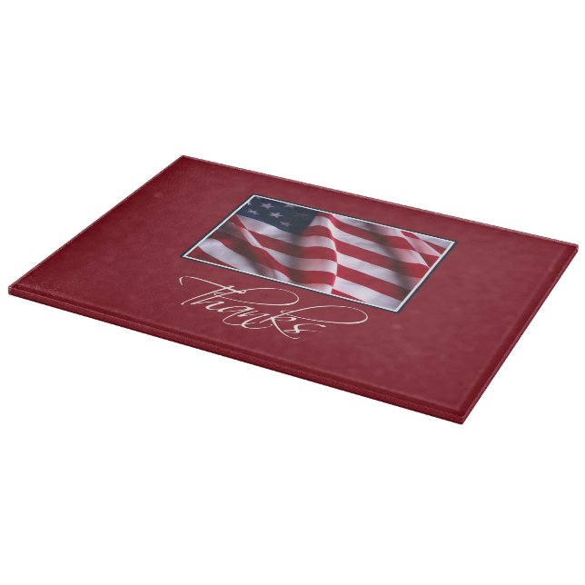 Planche À Découper Drapeau américain patriotique merci en rouge (Coin)