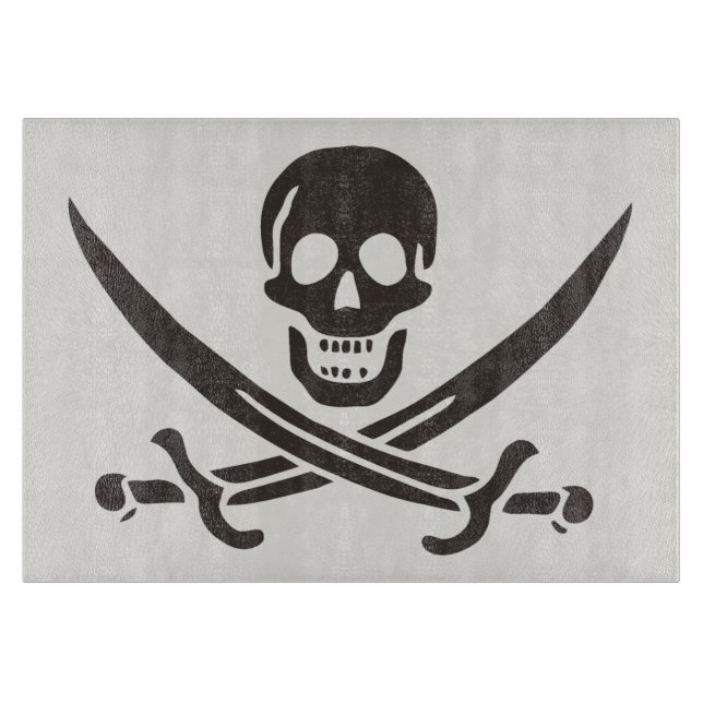 Planche À Découper Drapeau de crâne obsidien Drapeau de pirate Calico (Devant)