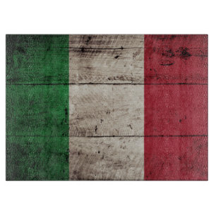 Planche À Découper Drapeau de l'Italie sur le vieux grain en bois